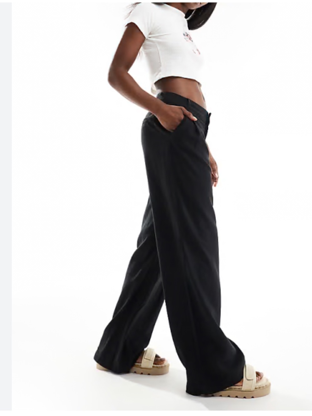 Pull&Bear Black Wide-Leg Pleated Pants (NWT)